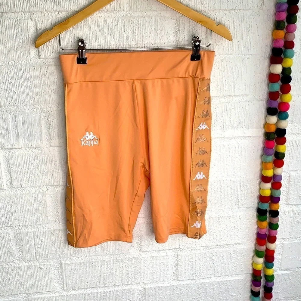 Kappa Logo Taping Legging Peach Biker Athletic Shorts sz XL
